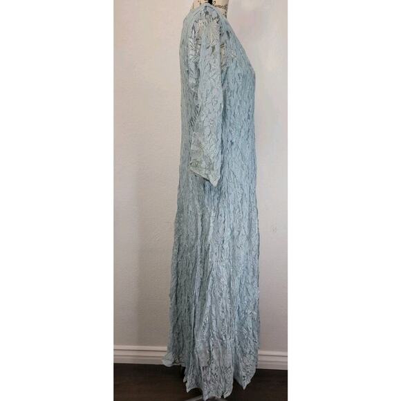 Nostalgia Maxi Dress Sz L Floral Lace Mesh Layered Blue Vintage 90's Cottagecore - Picture 4 of 8
